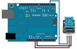 Вариант схемы подключения Arduino Uno и сенсора температуры и влажности DHT11